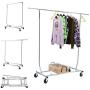 Cypress Shop Clothing Rack Single Rail Rolling Garment Rack Collapsible Clothes Hangers Clothing Garment Rail Rack Bar Adjustable Heavy Duty Collapsible Clothes Hanger Laundry Dryer Trolley Cart