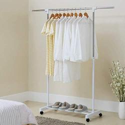 Metal Coat Racks, Stainless Steel Adjustable Horizontal Bar Clothes Stand Drying Rack Simple Floorstanding Can Be Placed Balcony Clothes Hanger (Color : 2)