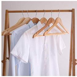 5pcs Random Color Wooden Clothes Hangers with Non-Slip Trouser Bar Suit Jeans Pants Coat Shirts Hangers Clothes Storage