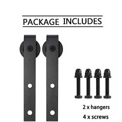 2 PCS Black Sliding Door Barn Door Hardware Wheels,Solid Carbon Steel J-Shape Roller Hangers Kit,Smooth and Quiet Door Wheels,240lb Weight Capacity