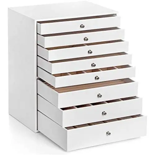 SONGMICS Jewelry Box, 8-Layer Large Jewelry Case, Ideal for Necklaces, Earrings, Sunglasses, Bracelets, Watches, White UJBC11WT SONGMICS Jewelry Box, 8-Layer Large Jewelry Case, Ideal for Necklaces, Earrings, Sunglasses, Bracelets, Watches, White UJBC11WT