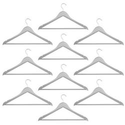 Harbour Housewares Wooden Coat/Clothes Hangers - Trouser Bar & Notches - Grey - Pack of 10