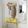 Wall Hook Shelf Rack Wall Hanger Wall Coat Rack Creative Clothes Hanger Natural Bamboo Delicate Porcelain Hook,C+53cm+4hooks
