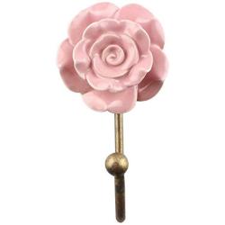 Indianshelf Handmade 1 Artistic Vintage Pink Ceramic Flower Wall Hooks Hangers/Clothes Hooks Wall Mount