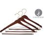 The Great American Hanger Company Curved Wood Suit Hanger w/Locking Bar, Boxes of 100 17 Inch Hangers w/Walnut Finish & Brass Swivel Hook & Notches for Shirt Dress or Pants