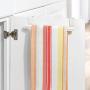 mDesign Modern Metal Kitchen Storage Over Cabinet Curved Towel Bar Rack - Hang on Inside or Outside of Doors, Organize and Hang Hand, Dish, and Tea Towels - Also for Bars - 9.7" Wide - White