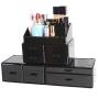 InnSweet Acrylic Cosmetic Organizer Beauty Storage Drawers, Large Makeup Storage Boxes Jewelry Display Cases with 7 Drawers, 4 Piece, Black