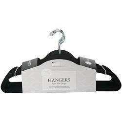 Simplify Hangers/Plastic/Velvet Covering with Zinc Hooks for Clothes - Black - Pack of 25 - 9&quotx 17.70" x 0.16"