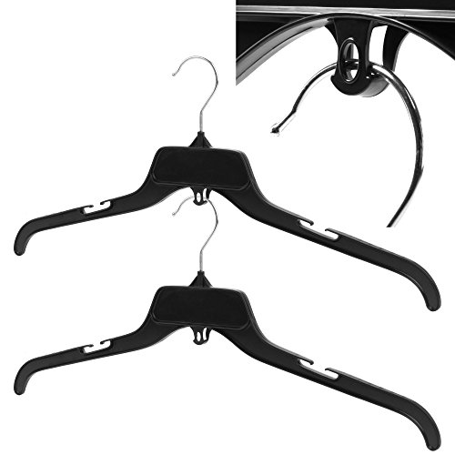 HANGERWORLD 50 Black 19inch Plastic Notched Space Saving Coat Clothes Garment Top Hangers Cascading Multi Hook