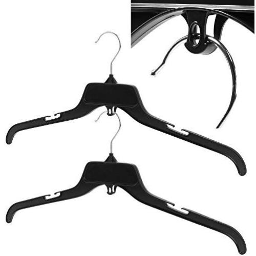 HANGERWORLD 20 Black 19inch Plastic Notched Space Saving Coat Clothes Garment Top Hangers Cascading Multi Hook