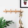 YOYAI Wood Coat Hooks Wall Mounted Hat Rack Tower Hanger Wall Hooks Decorative Hanger with Pegs Entryway Bedroom Bathroom（Beech Wood,4 Hooks）