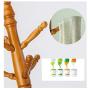 MEETA- Retro Design 9 Hooks Free Standing Sturdy Wood Entryway Coat Rack Hat Tree Hanger Hall with Tripod Base for Clothes, Scarves,Handbags (Color : Red)