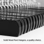 SONGMICS Pants Hangers, Set of 12 Solid Wood Hanger, Anti-Slip Felt, 360° Swivel Hook, Clamp Skirt Hanger, Black UCRW07B12
