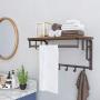 VASAGLE Industrial Coat Rack Shelf Wall Mounted, Coat Hooks Shelf with Hanging Rail, 5 Metal Removable Hooks and Storage Shelf for Entryway Hallway Bedroom Bathroom Living Room ULCR13AX