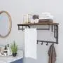 VASAGLE Industrial Coat Rack Shelf Wall Mounted, Coat Hooks Shelf with Hanging Rail, 5 Metal Removable Hooks and Storage Shelf for Entryway Hallway Bedroom Bathroom Living Room ULCR13AX VASAGLE Industrial Coat Rack Shelf Wall Mounted, Coat Hooks Shelf with Hanging Rail, 5 Metal Removable Hooks and Storage Shelf for Entryway Hallway Bedroom Bathroom Living Room ULCR13AX