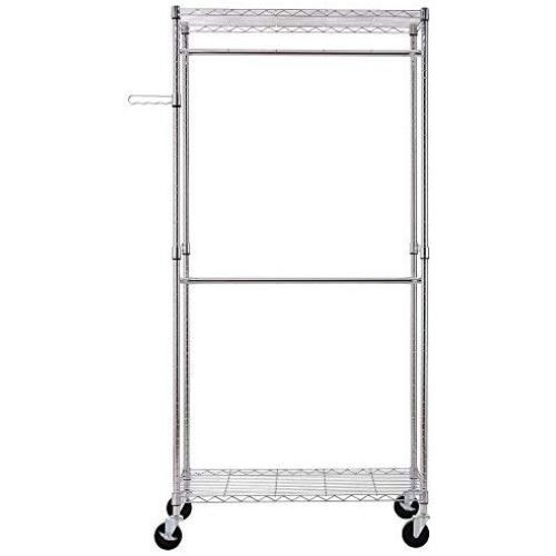 TimmyHouse Closet Organizer Garment Rack Clothes Hanger Home Shelf Heavy Duty Chrome