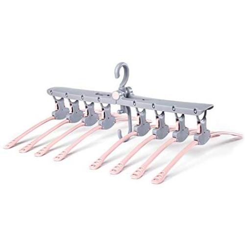 EvaroFly Multipurpose Magic Stretch Folding Hanger, Save Space Storage Clothes Hanger, Household Travel Camping -Pink 52.5cm