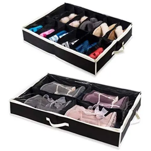 Woffit Under The Bed Shoe Organizer Fits 16 Pairs + 4 Pairs Boots ? Sturdy & Breathable Materials ? Underbed Storage Solution for Kids Men & Women Shoes ? Great Space Saver for Your Closet! Woffit Under The Bed Shoe Organizer Fits 16 Pairs + 4 Pairs Boots ? Sturdy & Breathable Materials ? Underbed Storage Solution for Kids Men & Women Shoes ? Great Space Saver for Your Closet!