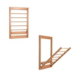 MOM Home Storage Shelves,Office Furniture Stands Wall-Mounted Foldable Bathroom Rack Towel Rack Multi-Rod Storage Hangers Bedroom Space Saving Holders,Wood Color,17.7124.60In