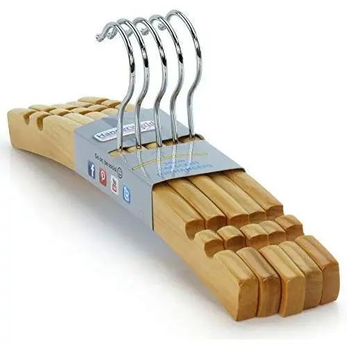 HANGERWORLD 10 Natural Wooden 11.8inch Kids Cresent Shaped Notched Coat Clothes Garment Hangers Baby Toddler HANGERWORLD 10 Natural Wooden 11.8inch Kids Cresent Shaped Notched Coat Clothes Garment Hangers Baby Toddler