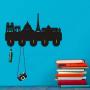 Paris City Hook - Wooden Key Hook, Clothes Hook、Hooks Hanger for Wall、Entryway、Living Room-Black Key Holder with 5 Hooks