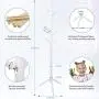 Clewiltess Wooden Tree Coat Rack Stand, 8 Hooks Super Easy Assembly, Hallway/Entryway Coat Hanger Stand for Clothes, Suits, Accessories (White)