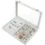 STYLIFING Jewelry Tray Showcase Display Storage Organizer Boxes Vintage Case Multi-Function Gray Velvet & Clear Lid with Lock Gifts for Girls Women (2 in 1) STYLIFING Jewelry Tray Showcase Display Storage Organizer Boxes Vintage Case Multi-Function Gray Velvet & Clear Lid with Lock Gifts for Girls Women (2 in 1)