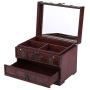 Brino Jewelry Chest, 1pc Classical Wooden Jewelery Gift Storage Boxes Case Holder Chest Organizer with Mirror