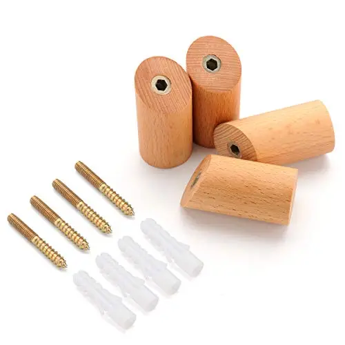 Pack of 4, Natural Wooden Coat Hooks, Wall Mounted Single Wall Hook Rack, Clothes Hat Hanger Towel Rack Handmade Craft (Beech Wood, 2.4 inch)