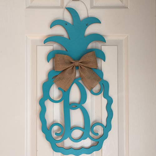 Monogram Pineapple Door Hanger - Summer Door Hanger - Pineapple Initial Wreath - Beach Door Hanger - Pineapple Wreath - Beach Door Decor