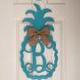 Monogram Pineapple Door Hanger - Summer Door Hanger - Pineapple Initial Wreath - Beach Door Hanger - Pineapple Wreath - Beach Door Decor