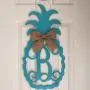 Monogram Pineapple Door Hanger - Summer Door Hanger - Pineapple Initial Wreath - Beach Door Hanger - Pineapple Wreath - Beach Door Decor