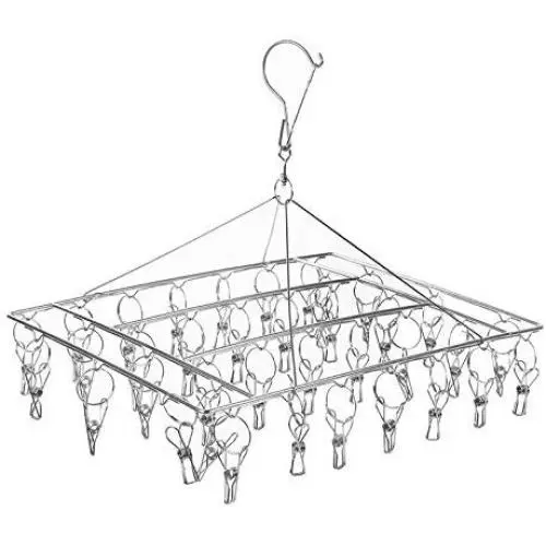 SupoRt256 Clothes Clips for Drying Stainless Steel Windproof Clothes Hanger Organizer with 36 Clips for Underwear Bra Socks Gloves Outdoor Airer Drying Hook Rack SupoRt256 Clothes Clips for Drying Stainless Steel Windproof Clothes Hanger Organizer with 36 Clips for Underwear Bra Socks Gloves Outdoor Airer Drying Hook Rack