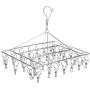 SupoRt256 Clothes Clips for Drying Stainless Steel Windproof Clothes Hanger Organizer with 36 Clips for Underwear Bra Socks Gloves Outdoor Airer Drying Hook Rack