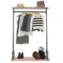 Diwhy Industrial Pipe Clothing Rack Pine Wood Shelving Shoes Rack Cloth Hanger Pipe Shelf 2 Layer Diwhy Industrial Pipe Clothing Rack Pine Wood Shelving Shoes Rack Cloth Hanger Pipe Shelf 2 Layer