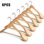 Tenrry 6 Pcs Wide Shoulder Wooden Hangers with Non Slip Pants Bar for Coat Clothes Dress Suit