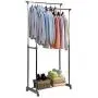 IOOkME-H Double Rail Clothes Rack Adjustable Height Rolling Garment Rack Stainless Steel 2 Shelf Pole Clothes Hanger Freestanding Organizer IOOkME-H Double Rail Clothes Rack Adjustable Height Rolling Garment Rack Stainless Steel 2 Shelf Pole Clothes Hanger Freestanding Organizer