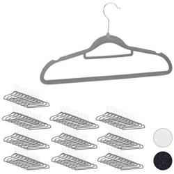 Relaxdays XXL Clothes Hanger Set, Pants Rail, Tie Holder, Non-Slip, Swivel, Pack of 100, Grey, Metal, Gray, one Size