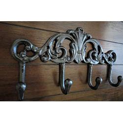 Farmhouse Style Entrance Hook Rack, Bathroom Towel Hanger, Oil Rubbed Bronze or Pick Color, Handpainted Cast Iron