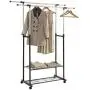 HOME BI Adjustable Garment Rack with 2 Tier Metal Shelf for Shoes Boxes, Rolling Clothes Organizer, High Capacity,Stainless Steel,Heavy Duty up to 110 pounds,Black