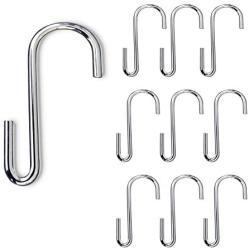 WALLNITURE Multipurpose S Shape Utility Hooks Stainless Steel Chrome 3.5 Inches Set of 10