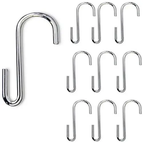 WALLNITURE Multipurpose S Shape Utility Hooks Stainless Steel Chrome 3.5 Inches Set of 10 WALLNITURE Multipurpose S Shape Utility Hooks Stainless Steel Chrome 3.5 Inches Set of 10