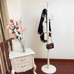 XIAOLONG Simple Coat Rack Assembly Solid Wood Hanger Floor Disc Clothes Rack White Bedroom Modern Minimalist Hanger