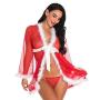 Crotchless Lingerie, Shybuy Women Lingerie Halter Christmas Lace Babydoll Mesh Nightwear V Neck Teddy