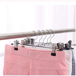 10pcs Random Color Stainless Steel Trouser Hanger Rack Coat Pants Skirt Hangers Clothes Stand Holder with 2 Adjustable Non-Slip Clips Decoration