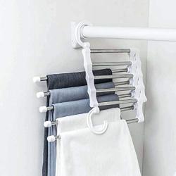 Flurries Folding Pants Hangers, Stainless Steel S-Shape Trousers Clothes Organizer Closet Space Saving for Pants Jeans Scarf Silver Slack