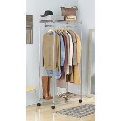 Whitmor Supreme Garment Rack - Double Shelf Rolling Clothes Organizer - Chrome