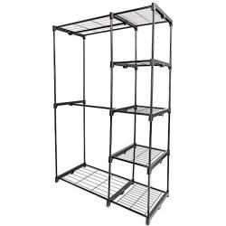 Leoneva Supreme 3-Tiers Garment Rack Clothes Hanging Rack with Hanger Bar Wheels (5 Tier-2 Hanging Rods, Black)