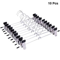 TOPBATHY Pants Skirt Slack Clothes Hangers with Two Non Slip Adjustable Clips for Coat Trouser Pants 10pcs(28 x 7.5 x 2cm)