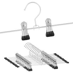 Freedom Range Pants Hangers and Skirt Hangers are Space Saving These Pant Hangers are Heavy Duty Metal Clothes Hangers with Strong Rubber Grip Swivel Clips 11inch (12 Pack)